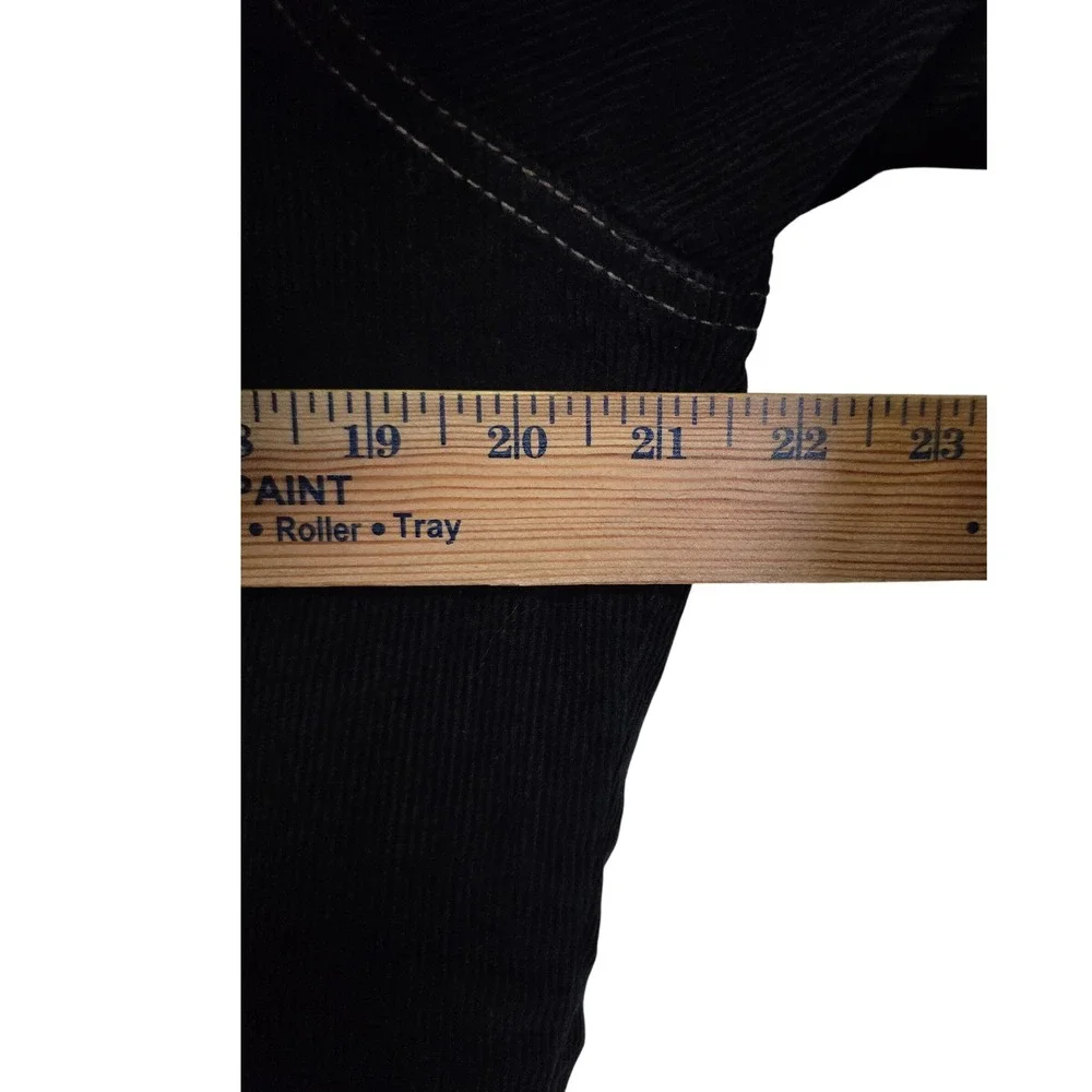 Y2K French Cuff Corduroy Jacket‎ Womens L Black Sherpa Lined Grunge Cozy Fall